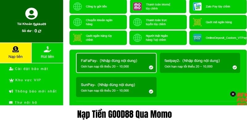 Chuyển vốn cược nhanh vào trang game qua Momo